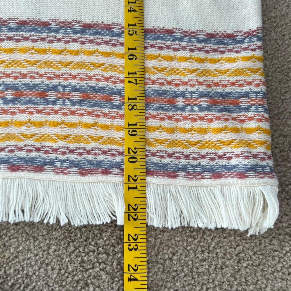 Madewell Short sleeved Cream Multicolor Knit‎ Fringe Sweater Tee, S - Picture 11 of 11